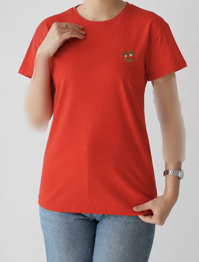 تیشرت پنبه گلدوزی زنانه