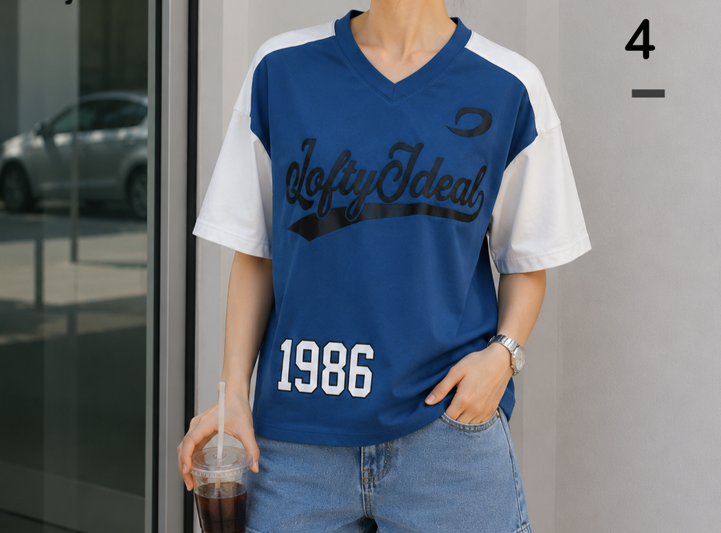 نمای 4 تیشرت یقه هفت چاپ 1986 دو رنگ