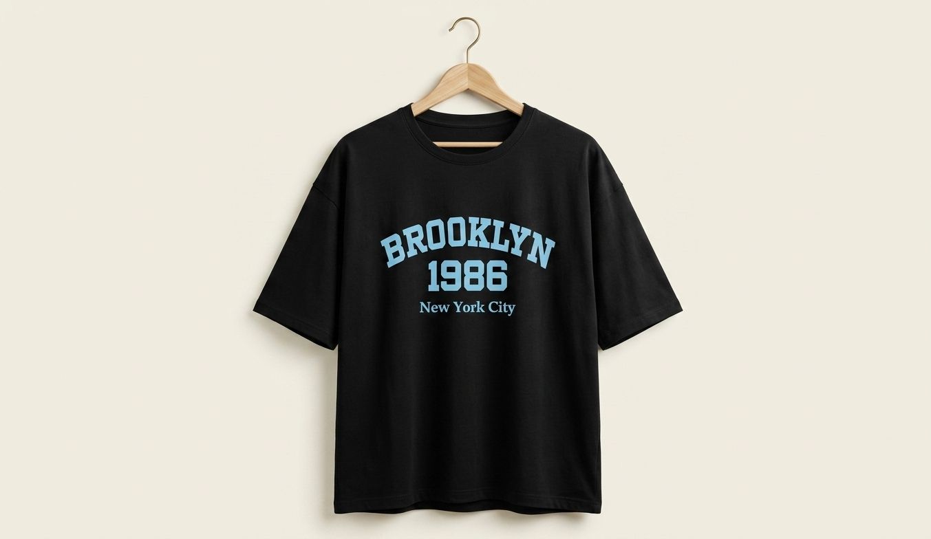 نمای 4 تیشرت پنبه قواره دار لانگ زنانه چاپ BROOKLYN