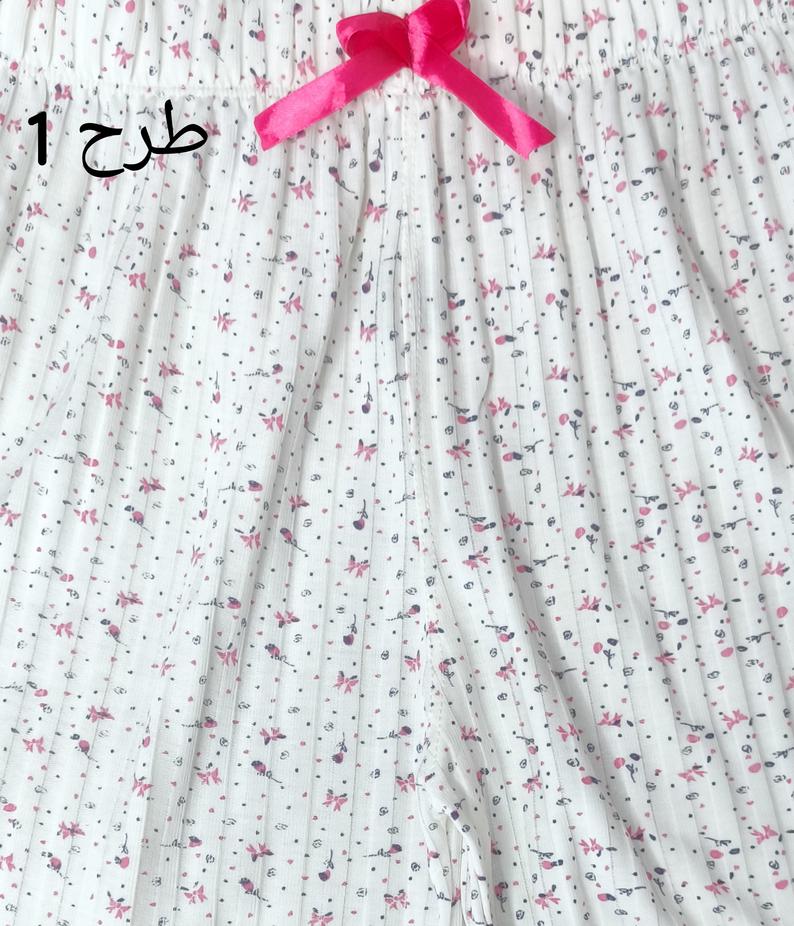 نمای 4 شورتک پلیسه پنبه طرحدار زنانه