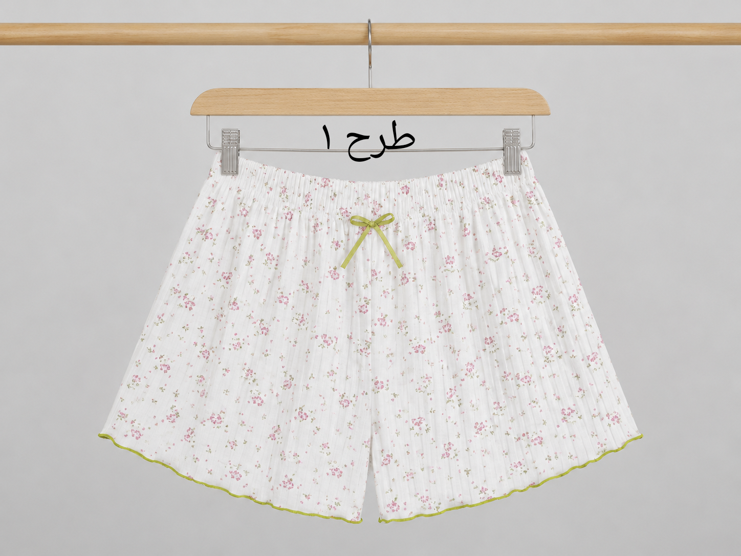 نمای 2 شورتک طرحدار پلیسه پنبه زنانه