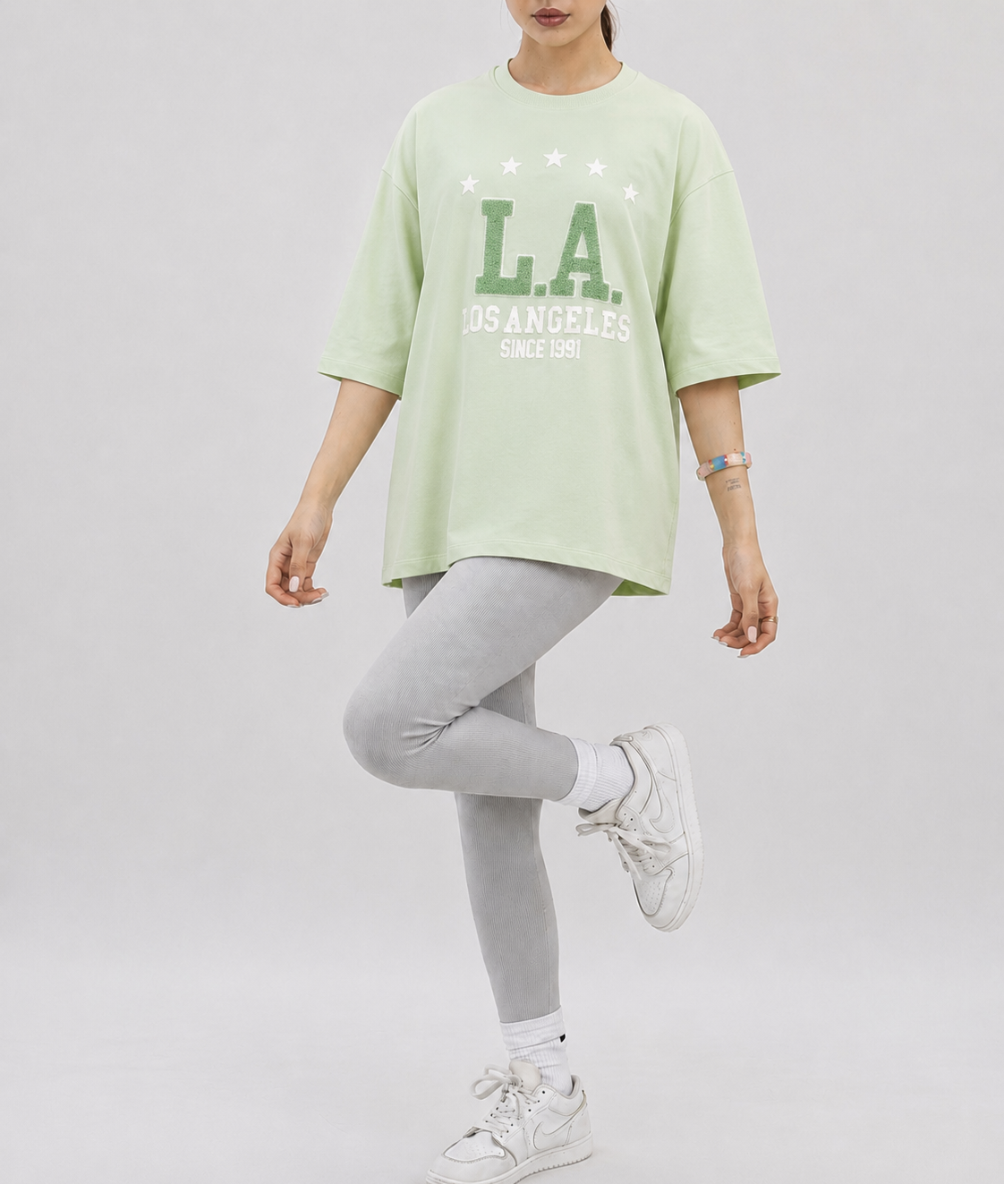 تیشرت باکسی پنبه گلدوزی حوله ای Los Angeles