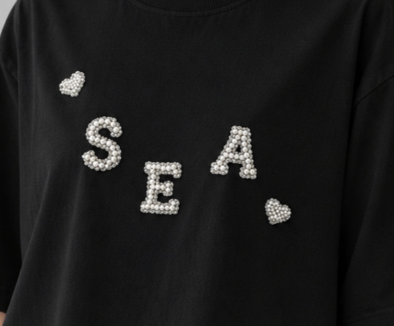 نمای 6 تیشرت طرح Sea مرواریدی