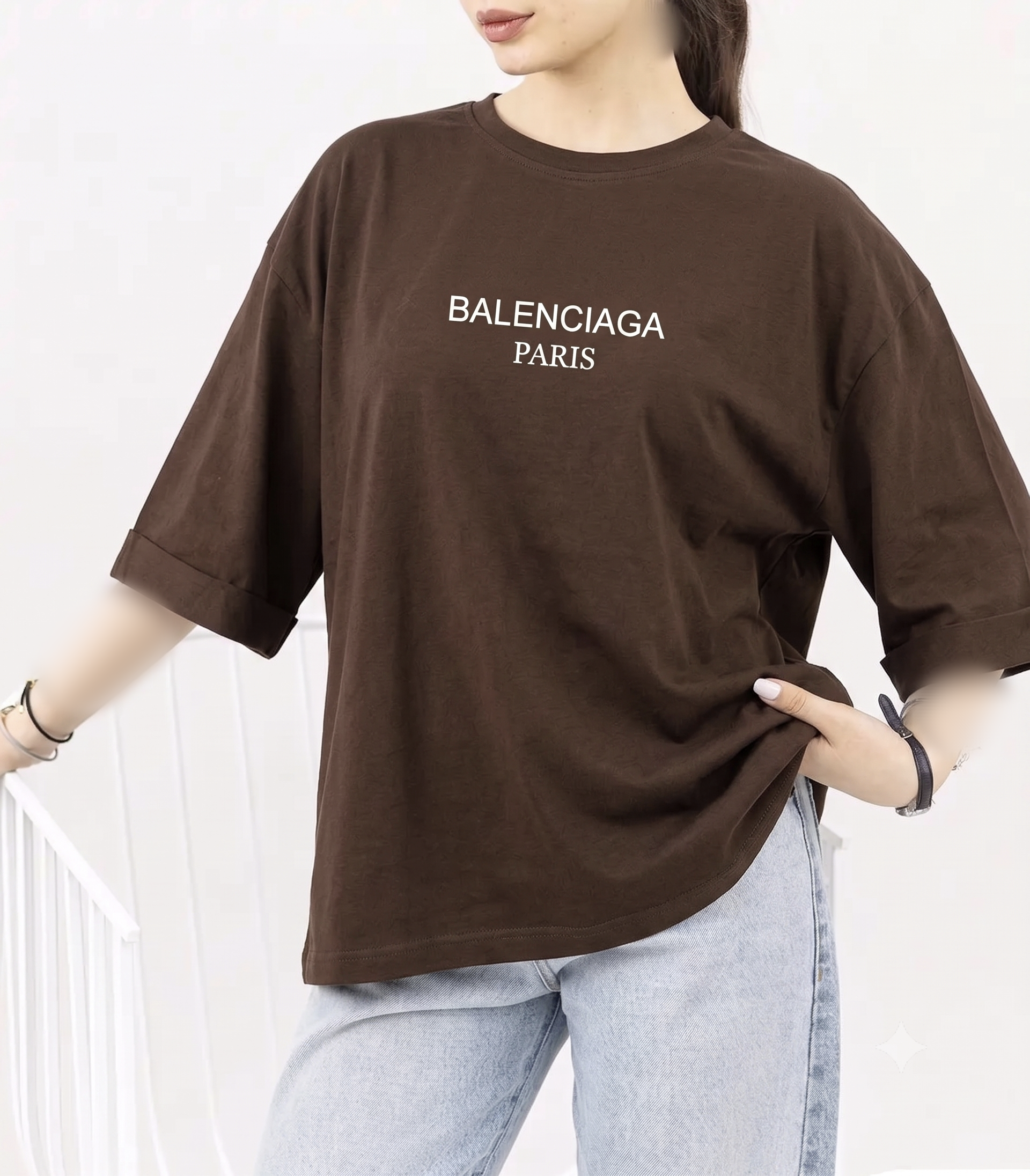 تیشرت باکسی آستین پاکتی Balenciaga Paris