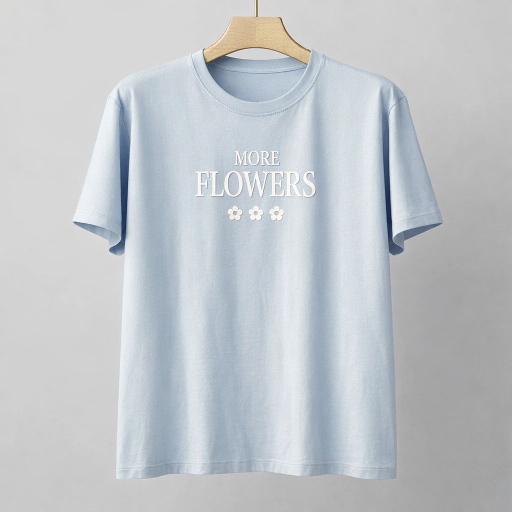 نمای 6 تیشرت پنبه چاپ پفکی Flowers