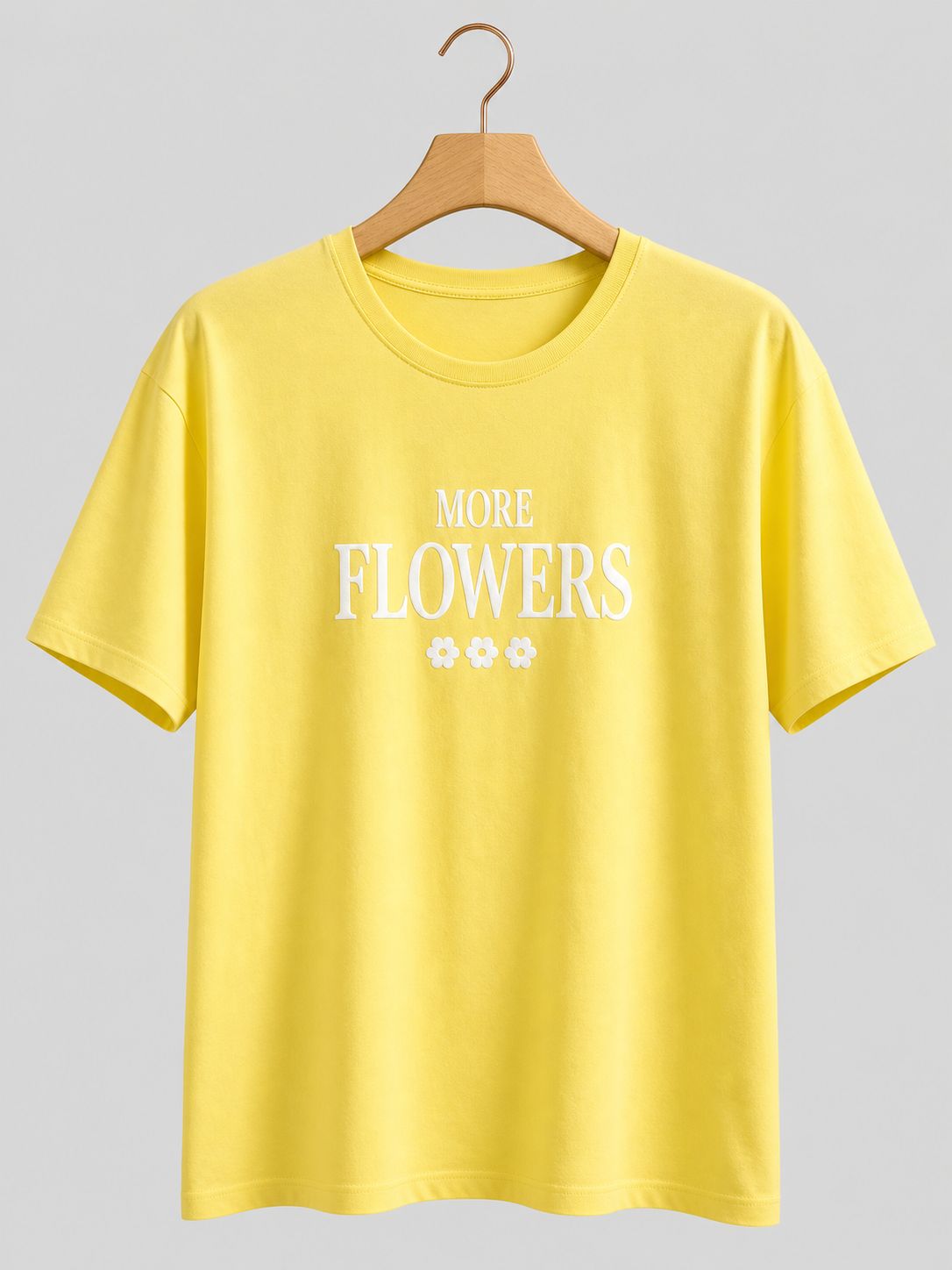 نمای 4 تیشرت پنبه چاپ پفکی Flowers