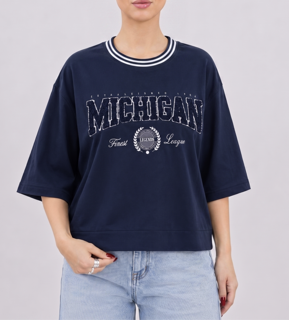 تیشرت کراپ پنبه گلدوزی حوله ای Michigan