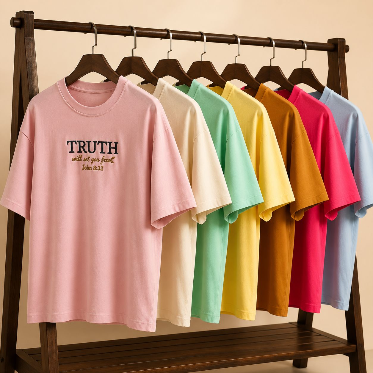 نمای 5 تیشرت باکسی پنبه زنانه چاپ TRUTH