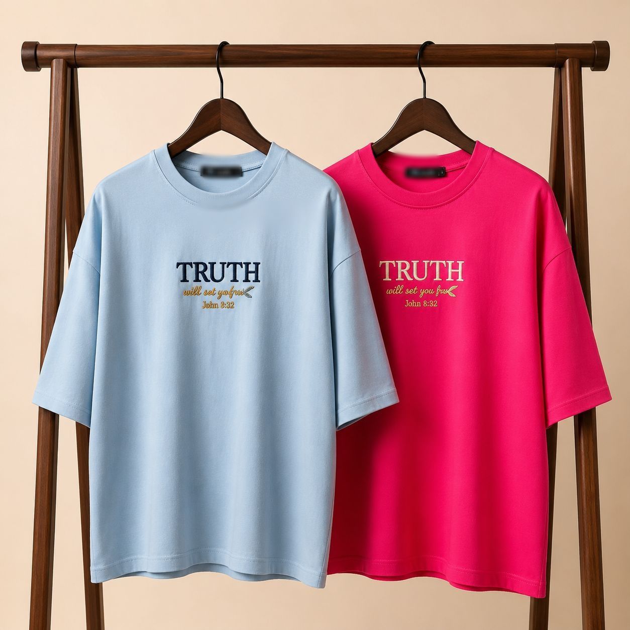 نمای 4 تیشرت باکسی پنبه زنانه چاپ TRUTH