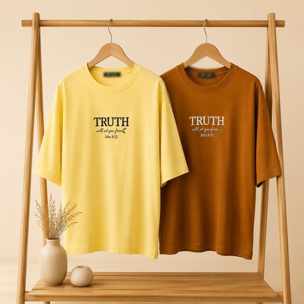 نمای 3 تیشرت باکسی پنبه زنانه چاپ TRUTH