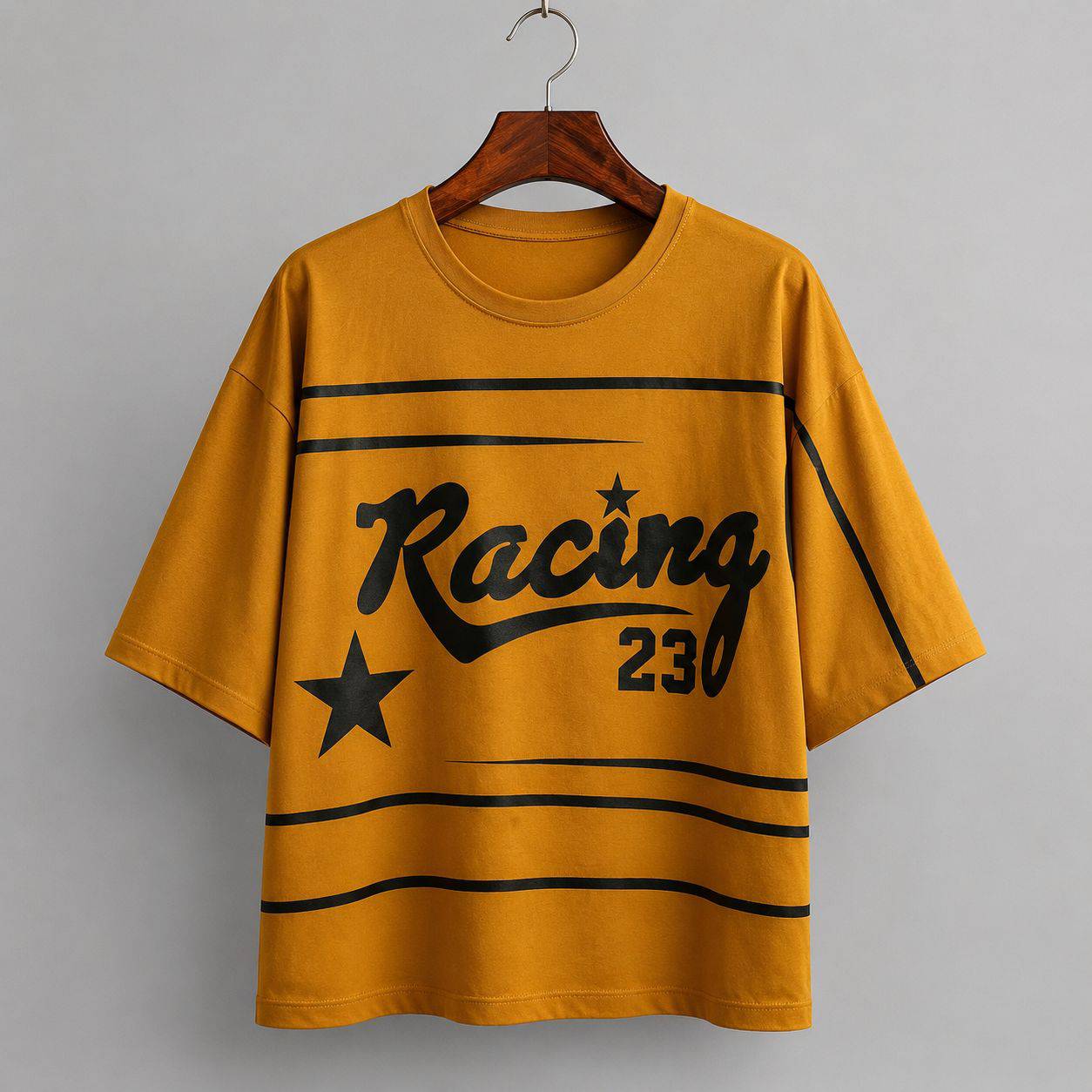 نمای 3 تیشرت باکسی‌ زنانه چاپ Racing