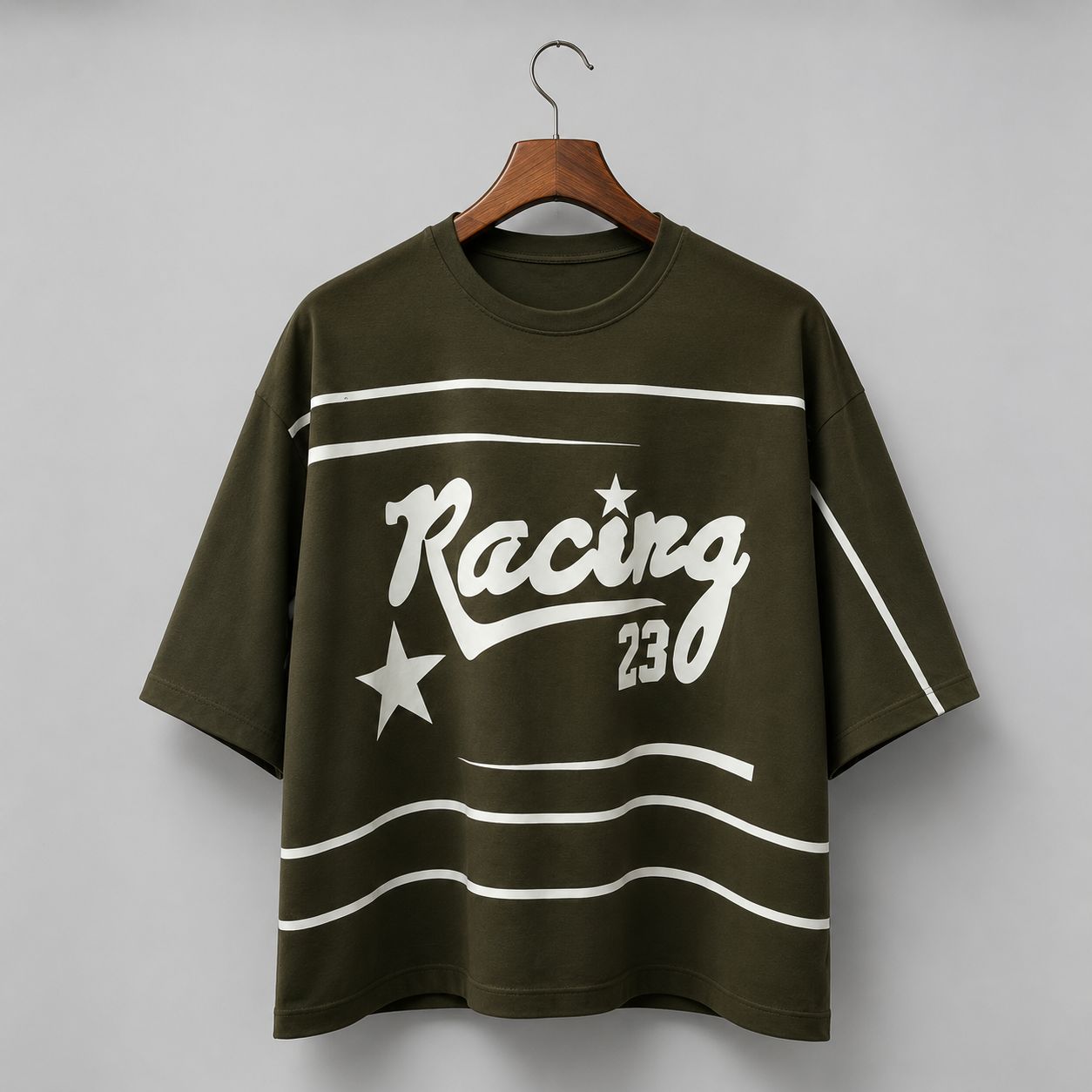 نمای 6 تیشرت باکسی‌ زنانه چاپ Racing