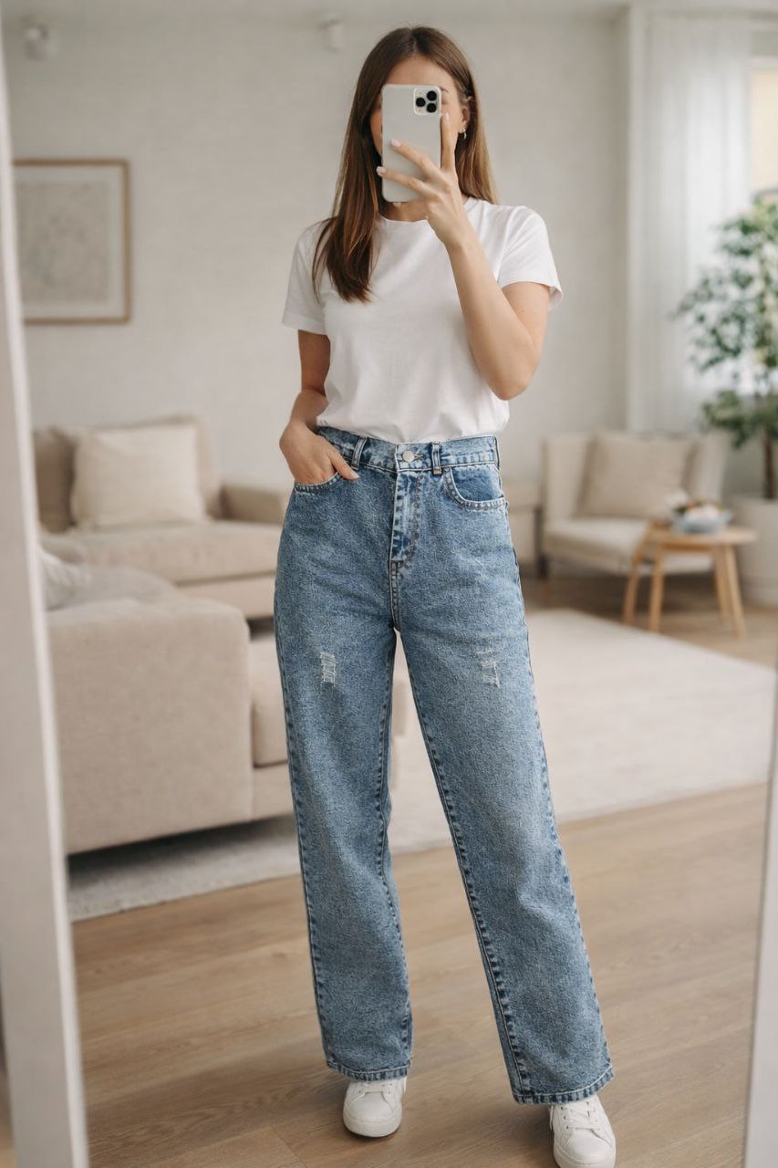 شلوار جین نیم بگ زنانه