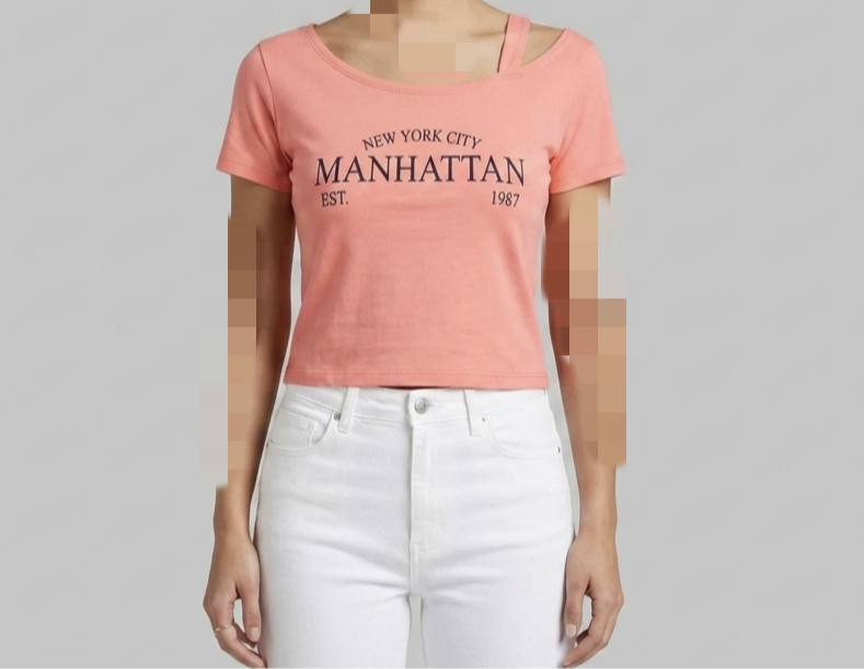 تیشرت کراپ زنانه بندی چاپ Manhattan