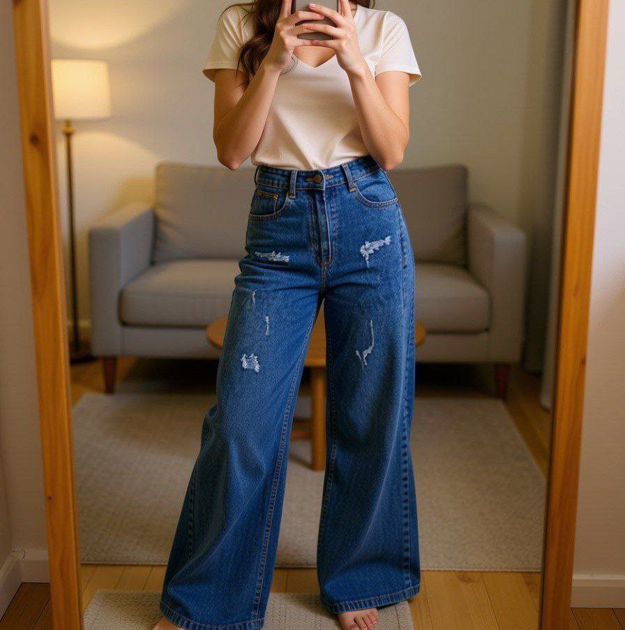 شلوار جین شافل بگ زنانه