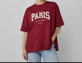 تیشرت باکسی گلدوزی حوله ای PARIS
