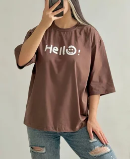 تیشرت باکسی چاپ Hello