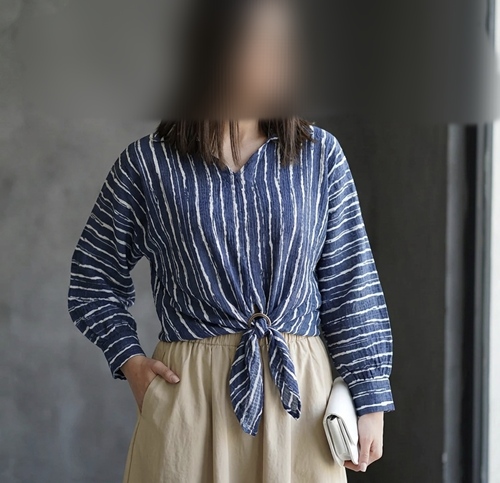 شومیز جلو بسته راه راه زنانه
