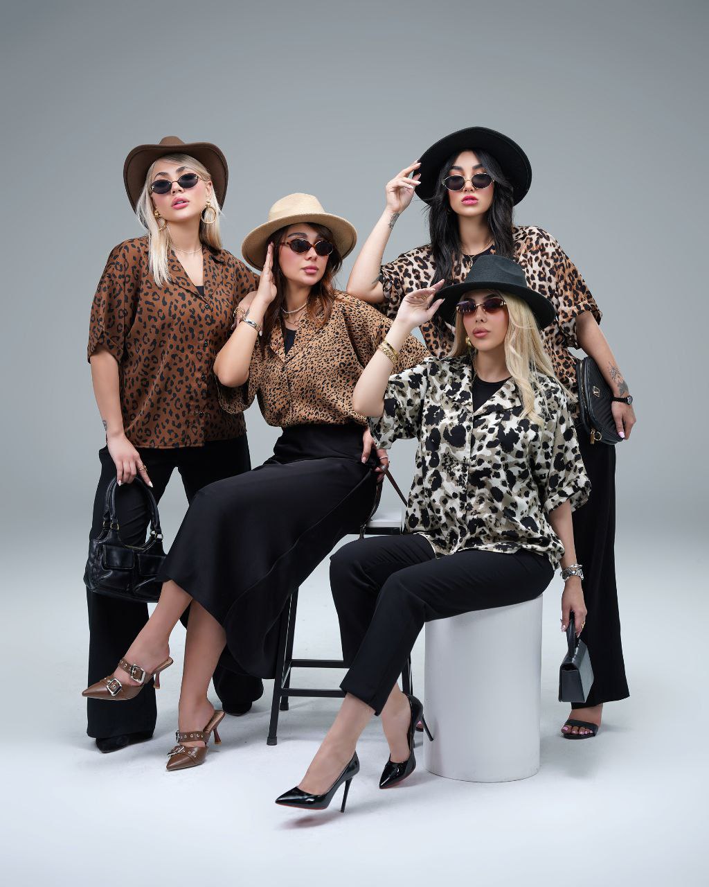 شومیز آستین پاکتی زنانه طرح پلنگی