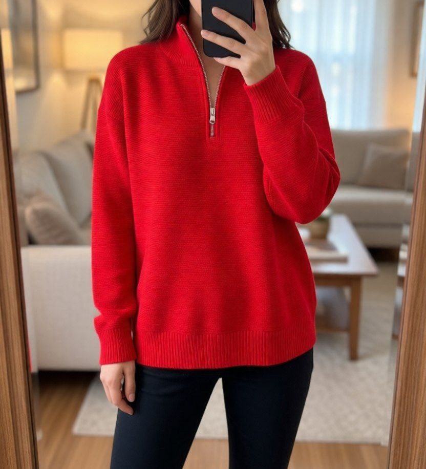 بلوز نیم زیپ بیسیک زنانه